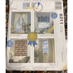 McCalls Home Decor 3088 8211 Sheer Curtain Roll Up Shades Tab Top Drapes Pattern